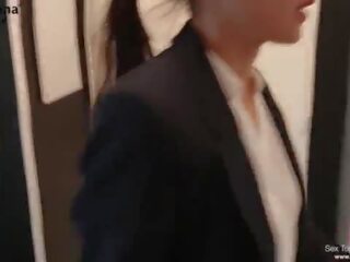 기분 좋은 브루 넷의 사람 유혹 씨발 그녀의 아시아의 interviewer - bananafever