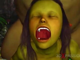 Zelena pošast ogre jebe težko a strastno ženska goblin arwen v na enchanted gozd