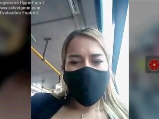 Lady on a bis movs her susu risky, free x rated film clip 76