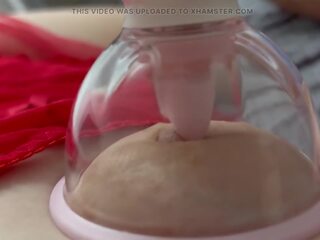 The stripling Didn't Agree to Suck My Breasts and I Used a Vacuum Nipple Vibrator