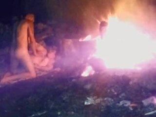 Late night bonfire fucking