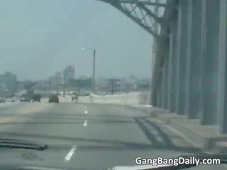Blonde street girl getting fucked in the van