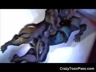 3d أجنبي الفتيات خربتها بواسطة المخلوقات الفضائية و humans!