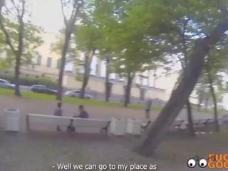 Brunette gets picked up to suck