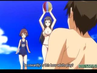 Μαγιό hentai κόρη orsex και καβάλημα bigcock σε ο παραλία